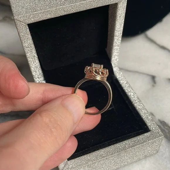 🖤5/$25 Rose Gold large zirconia diamond Ring 9 - 10 mm stone halo setting - Picture 6 of 13